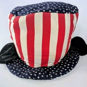 Vtg Disney GOOFY’S HAT CO Top Hat Patriotic Black Velvet Mickey Ears 4th Of July